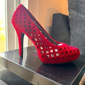 “Just Fab” red pump high heels. Never been worn. Size 8.5.